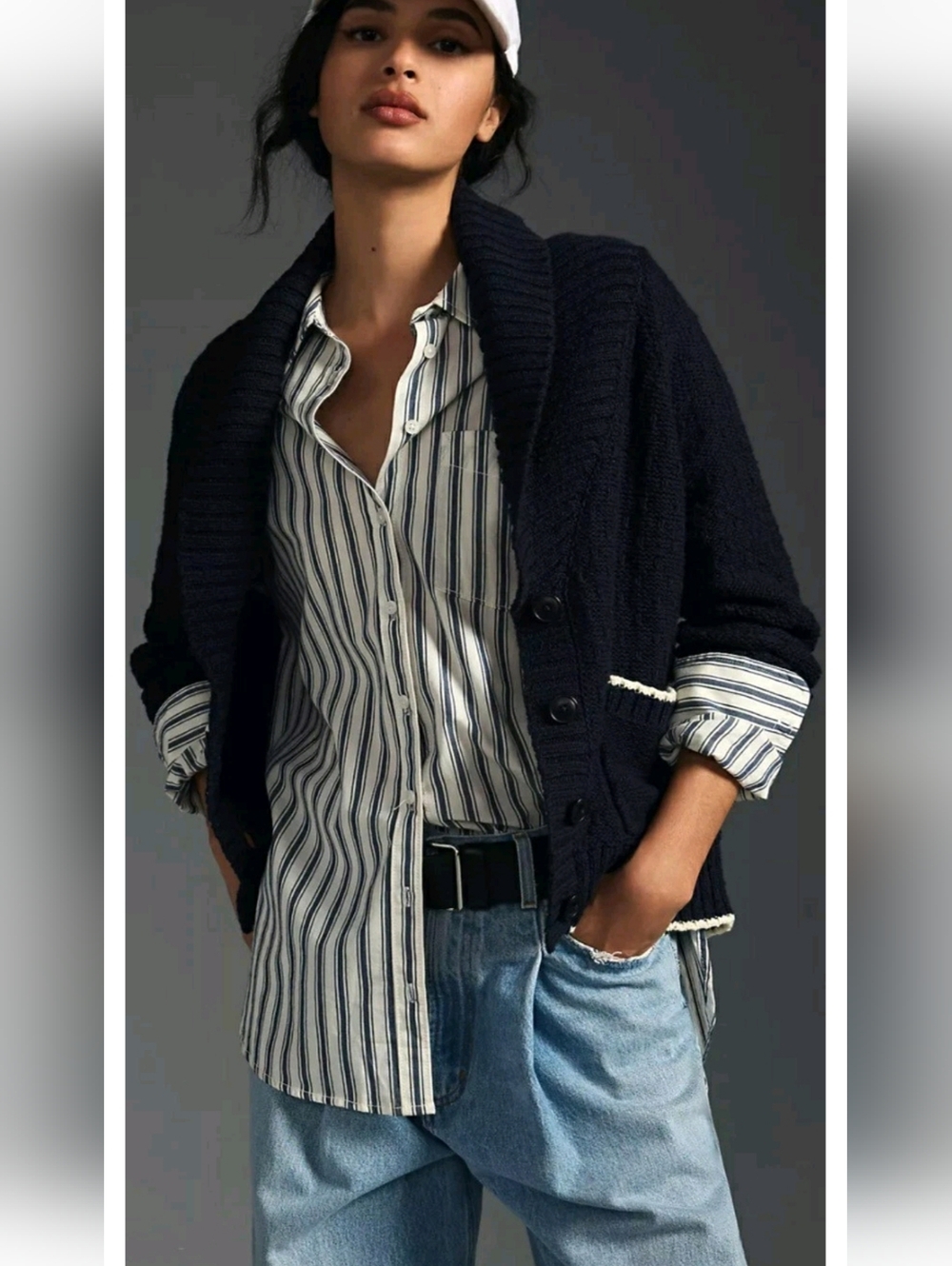 Anthropologie Maeve Seahorse Cardigan Sweater, Size M, Blue, White *NEW & RARE!* - Picture 3 of 15